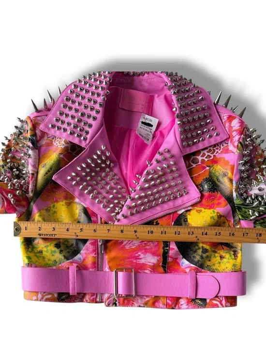 Azalea Wang Spring Fever Floral Moto Jacket NWT Size Large - Picture 9 of 11